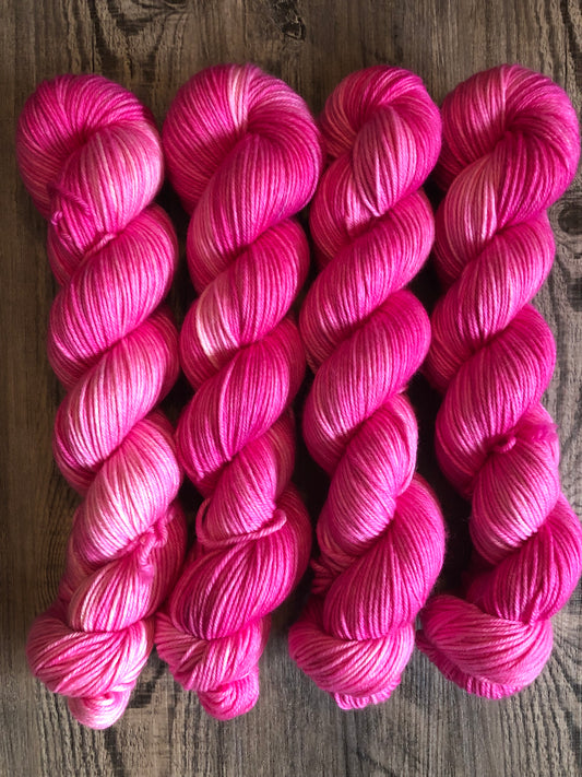 Bubble Gum - Tonal, Semi Solid - Shown in DK and Fingering weight. Available on other bases.  See description for details.