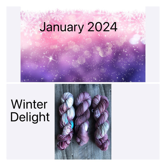 January 2024 Mystery Yarn - Winter Delight - Available to order on Fingering, Sport or Worsted. See description for details of each bas